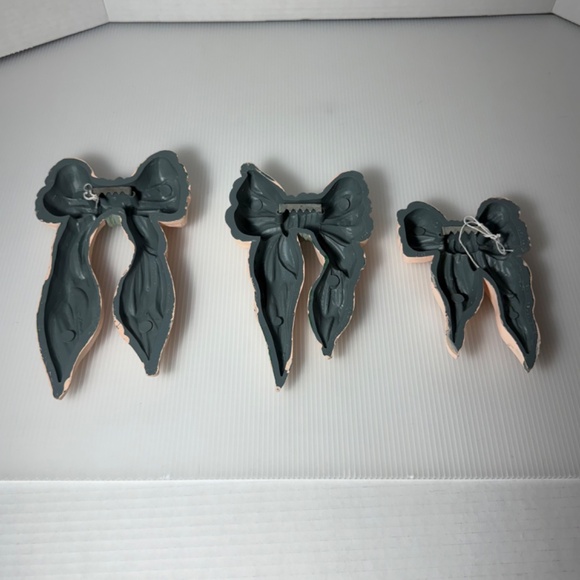 VINTAGE HOMCO PINK RIBBON BOWS Wall Decor Made in the USA Set of 3 - Picture 2 of 5